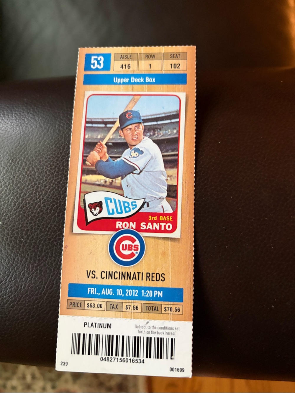 Port Authority Ron Santo Cubs Ticket Art - Blue and Red